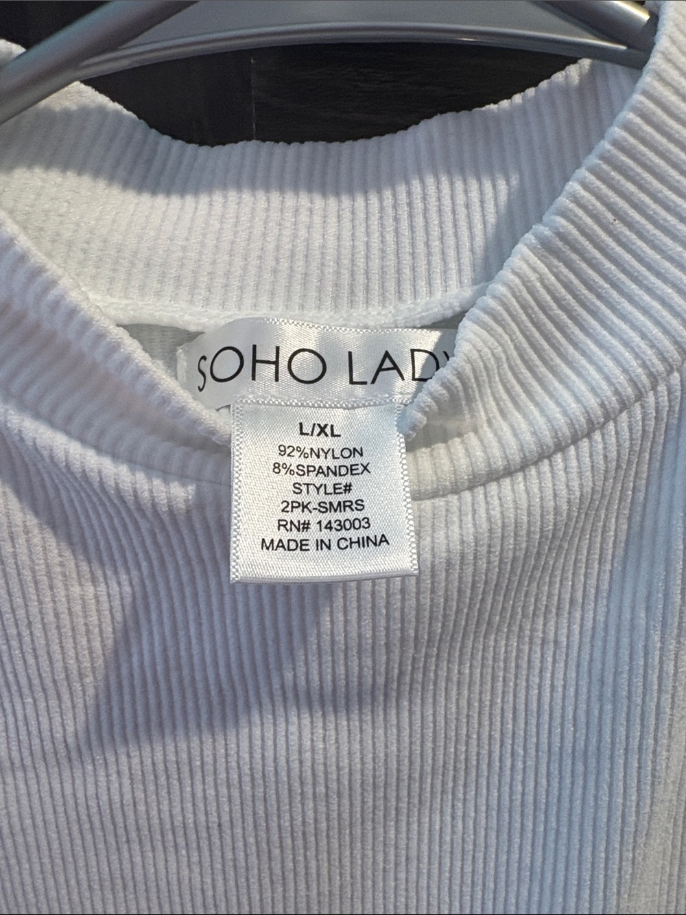 SOHO LADY White Ribbed Tank Top - L/XL
